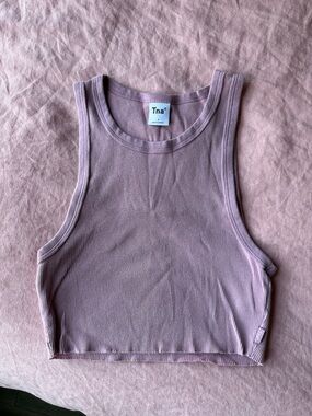 Aritzia TNA Dusty Mauve Ribbed Crop Tank